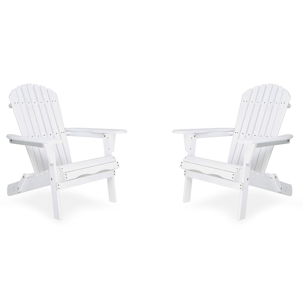 White Oversized Folding Adirondack Chair Set of 2 L2296