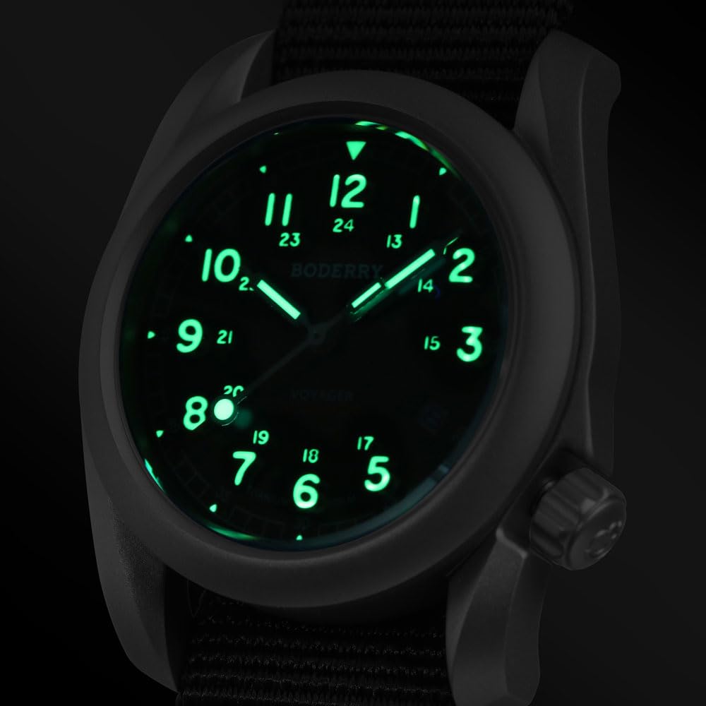 Titanium Automatic Field Watch 40mm Day Date 100M Waterproof Nylon Strap W686680