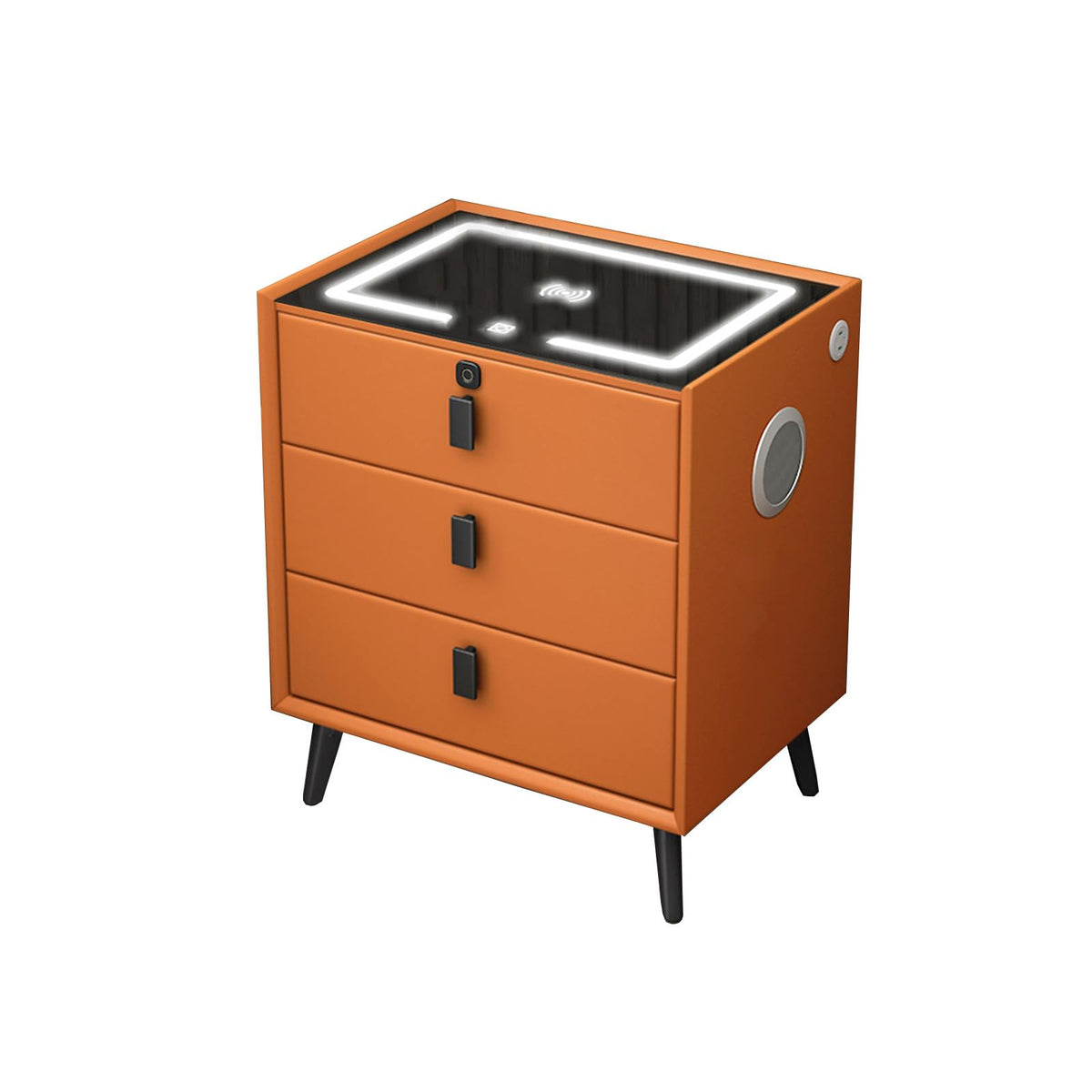 Orange LED Nightstand with Charging Station O1927