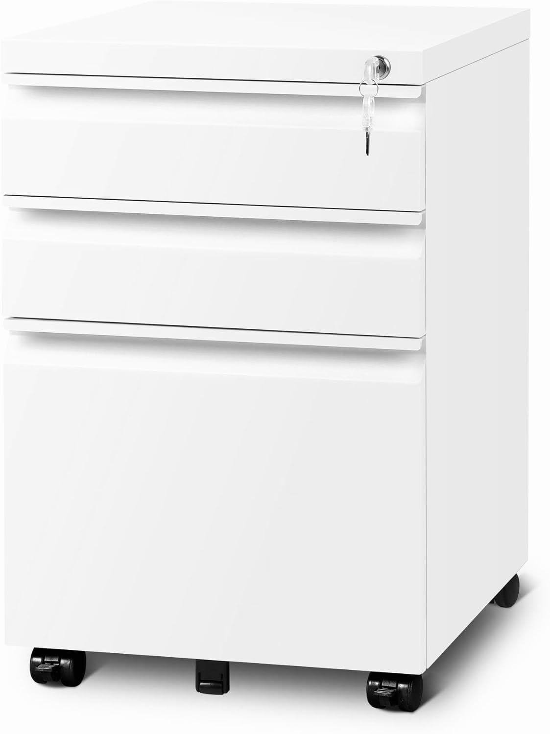 3 Drawer Locking File Cabinet Matte White F880