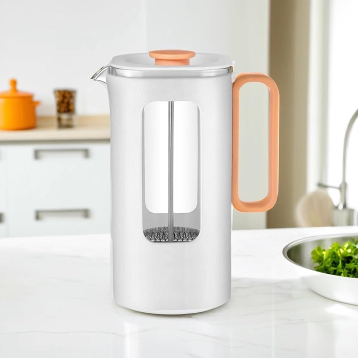 French Press Coffee Maker with Plastic Handle, Double Wall Insulation & Stainless Steel Filter N554