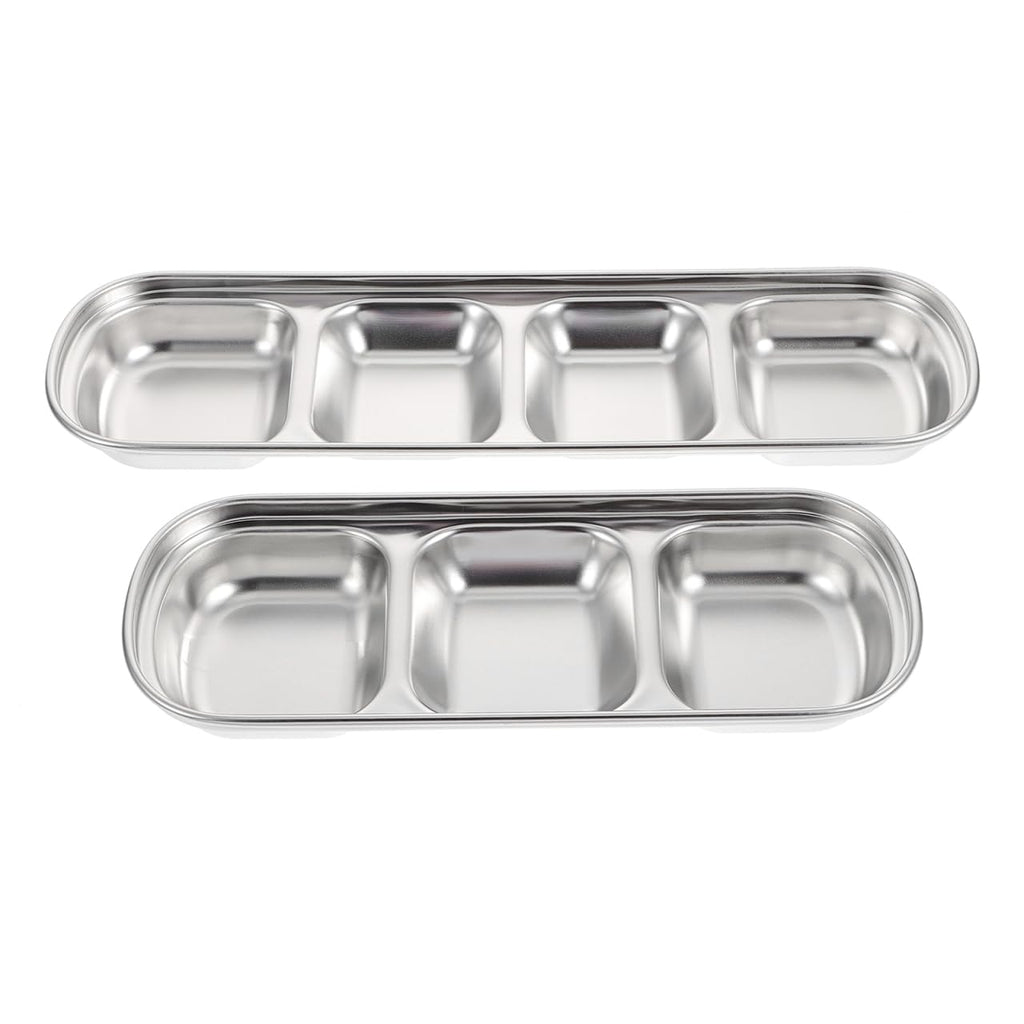 2pcs Stainless Steel Compartment Pet Food Bowls E62803