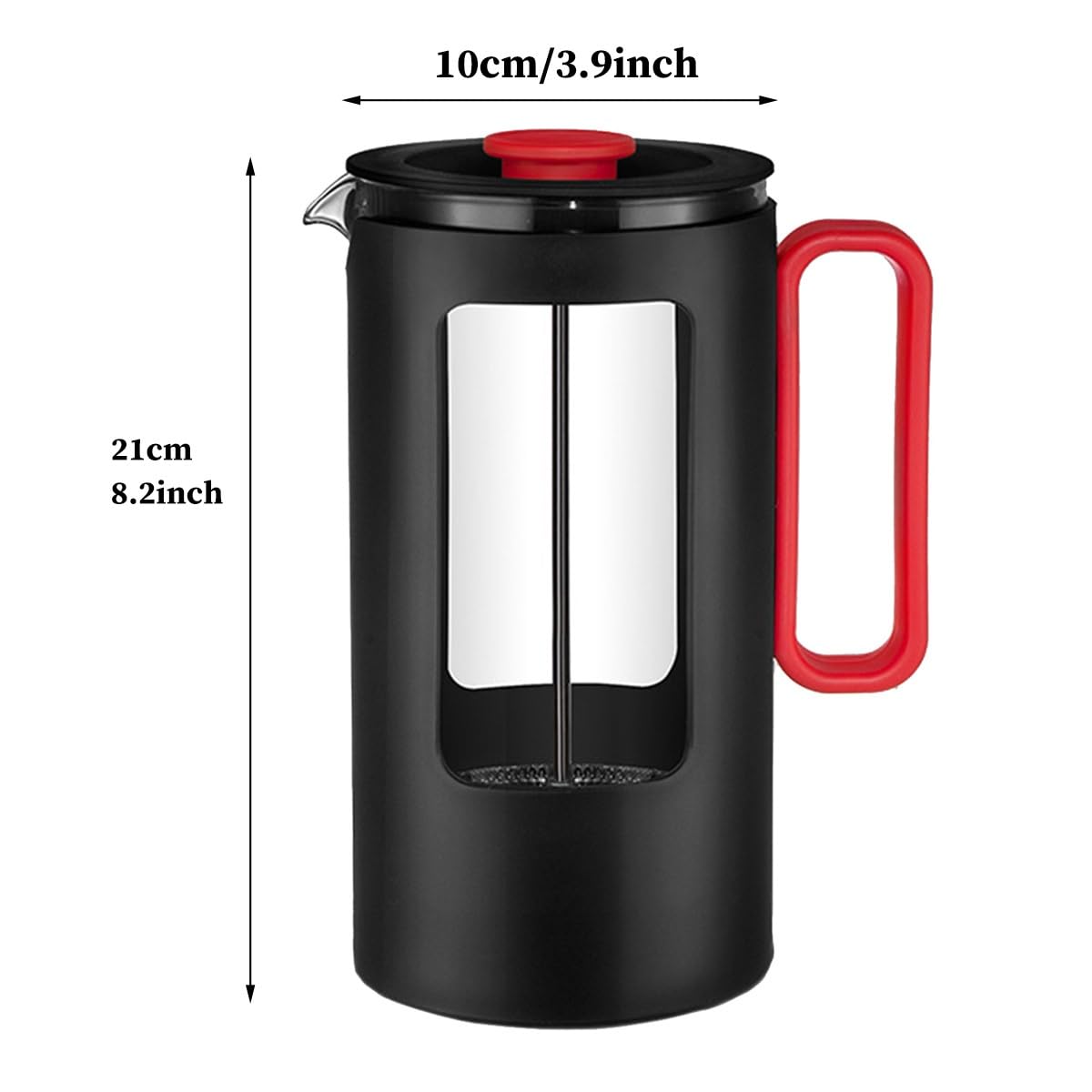 French Press Coffee Maker with Plastic Handle, Double Wall Insulation & Stainless Steel Filter N554