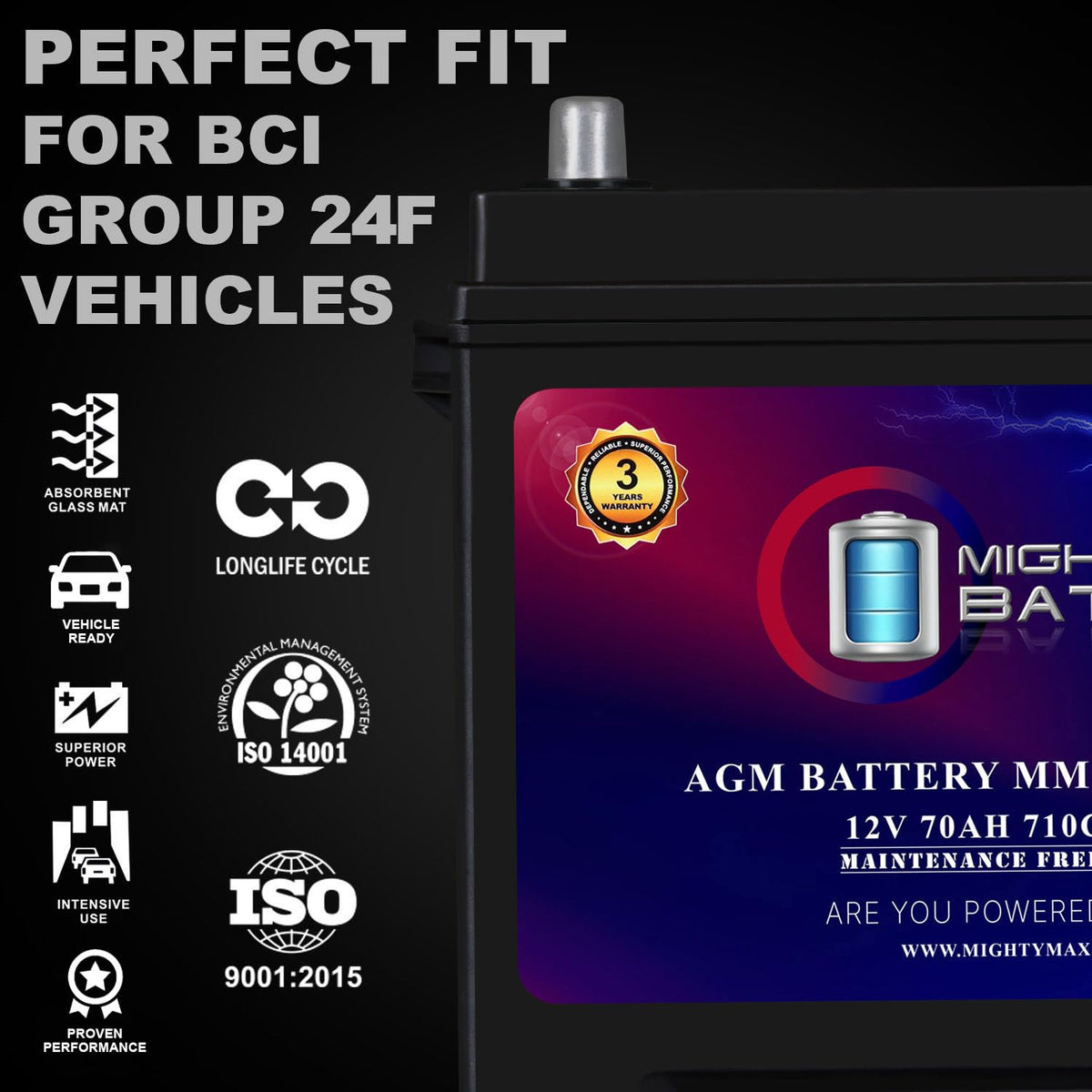12V 70Ah AGM Replacement Battery J9372