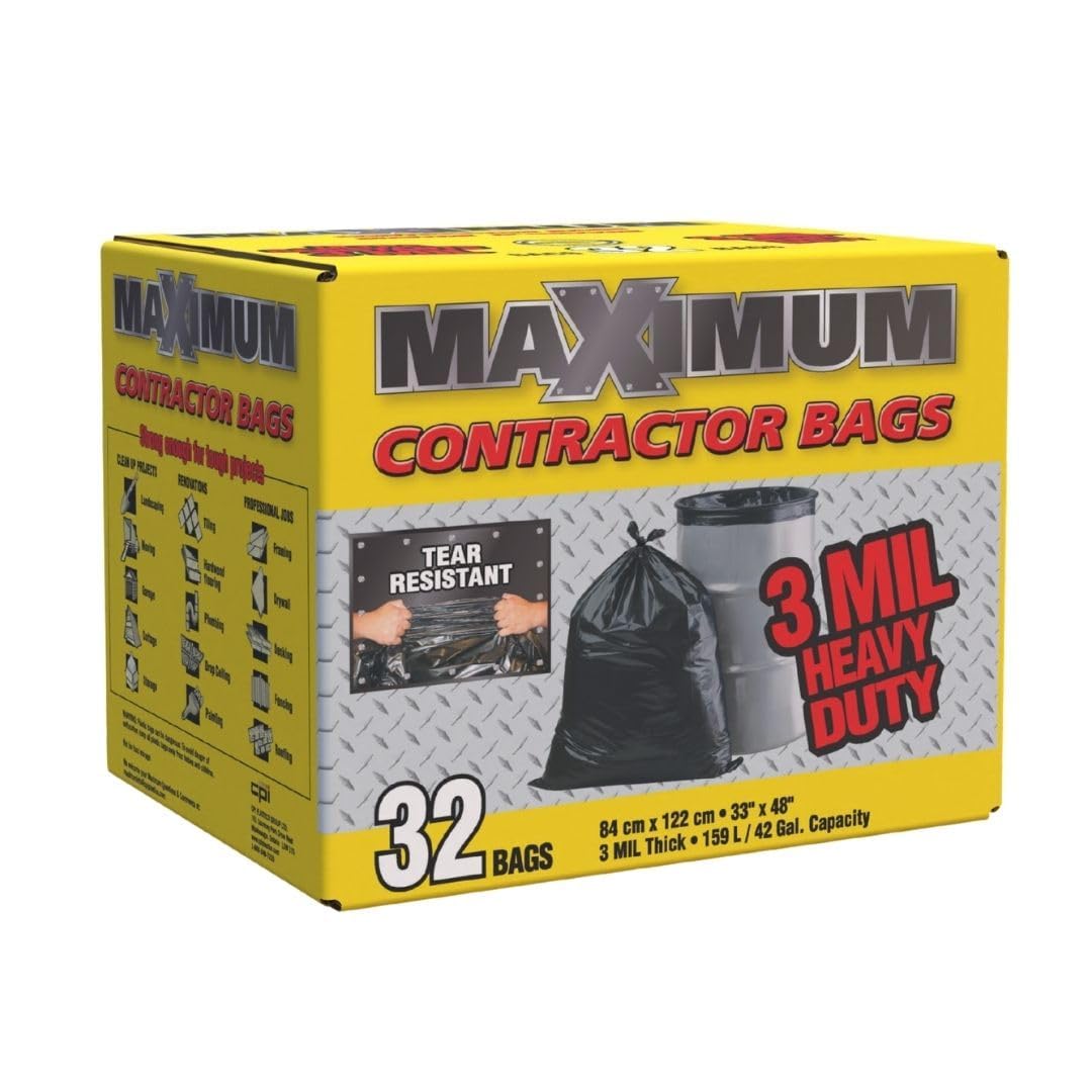 Heavy Duty 42-Gallon 3 Mil Black Garbage Bags 32 Counts C293215