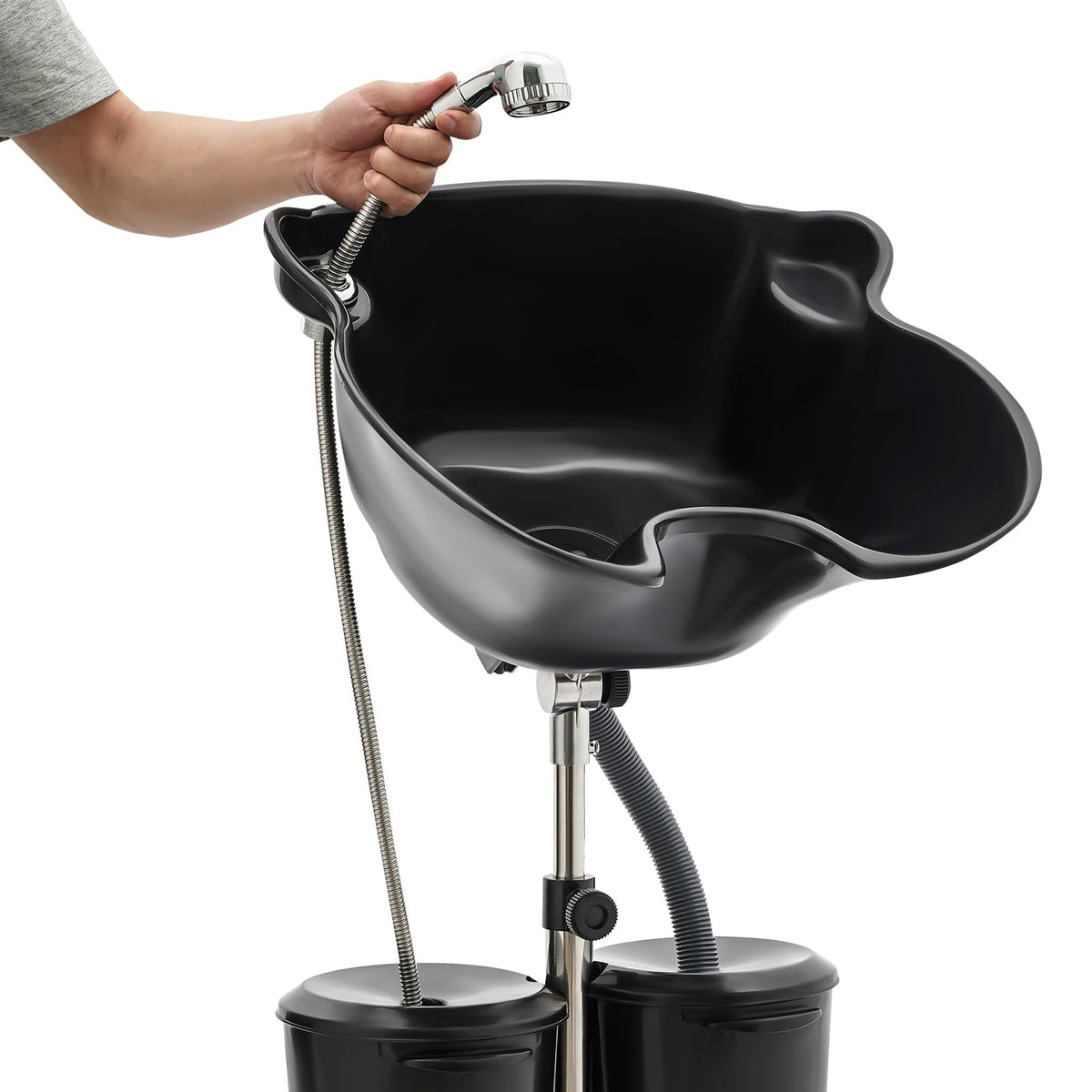 Portable Shampoo Bowl with Dual Buckets and Drain Hoses F180