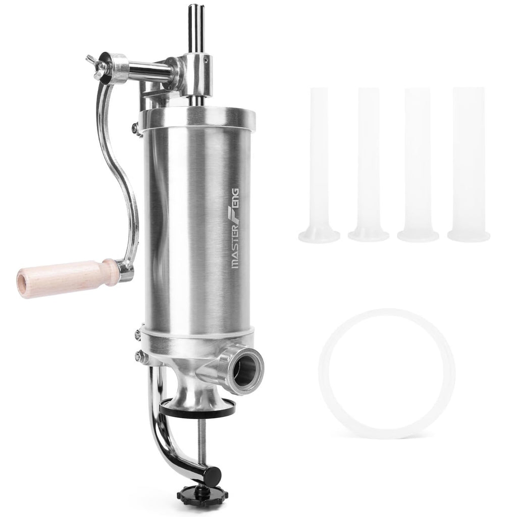 2.5 LBS Stainless Steel Sausage Stuffer with 4 Funnels K354435