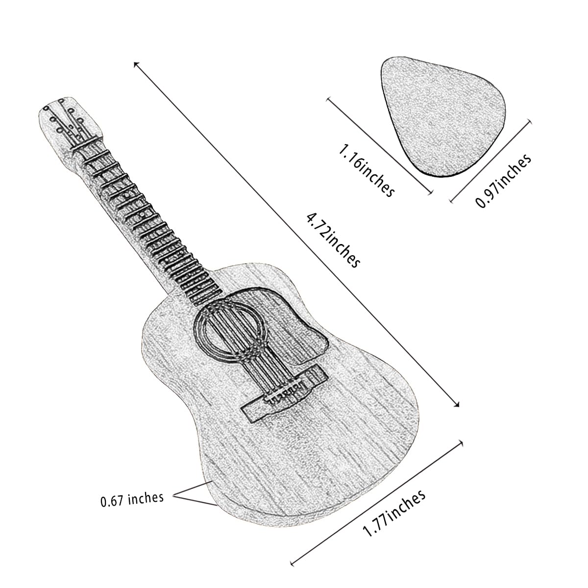 Wooden Guitar Pick Box with Stand 3PCS U8486