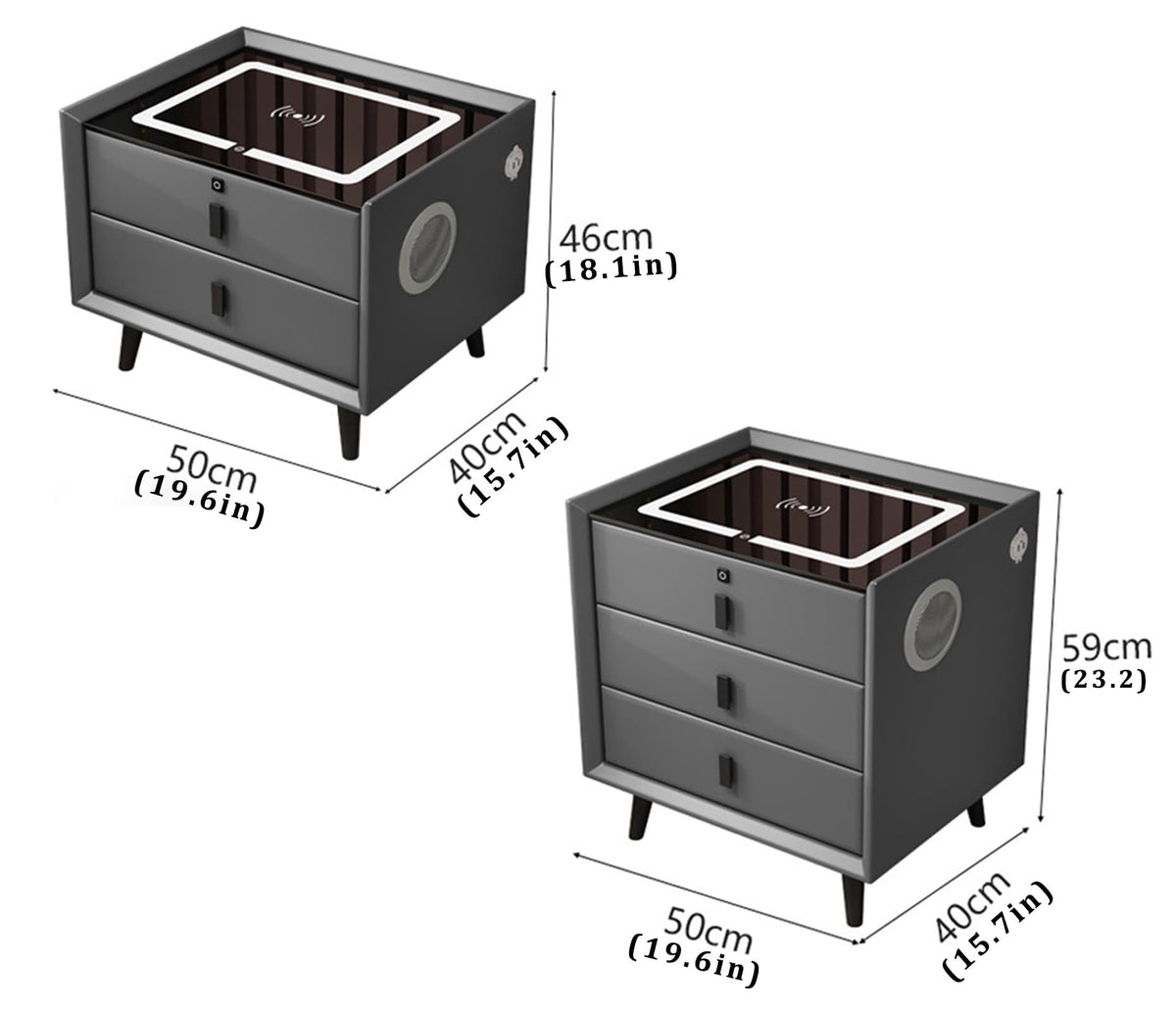 Orange LED Nightstand with Charging Station O1927