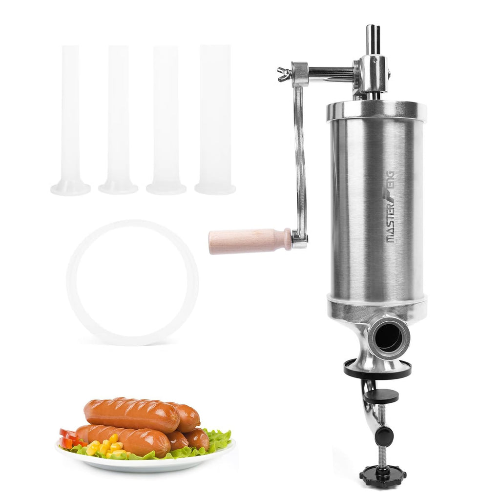 2.5 LBS Stainless Steel Sausage Stuffer with 4 Funnels K354435