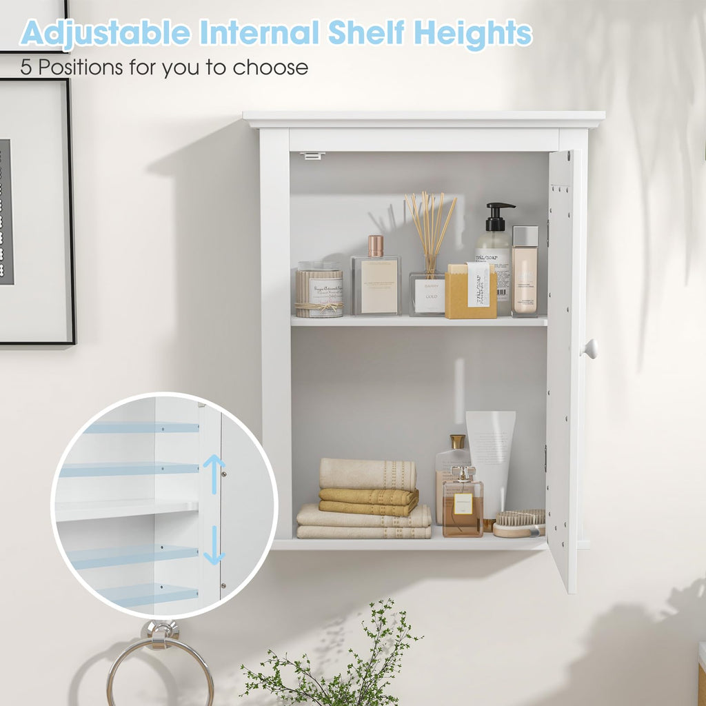 White Wall Mounted Medicine Cabinet with Mirror O59334