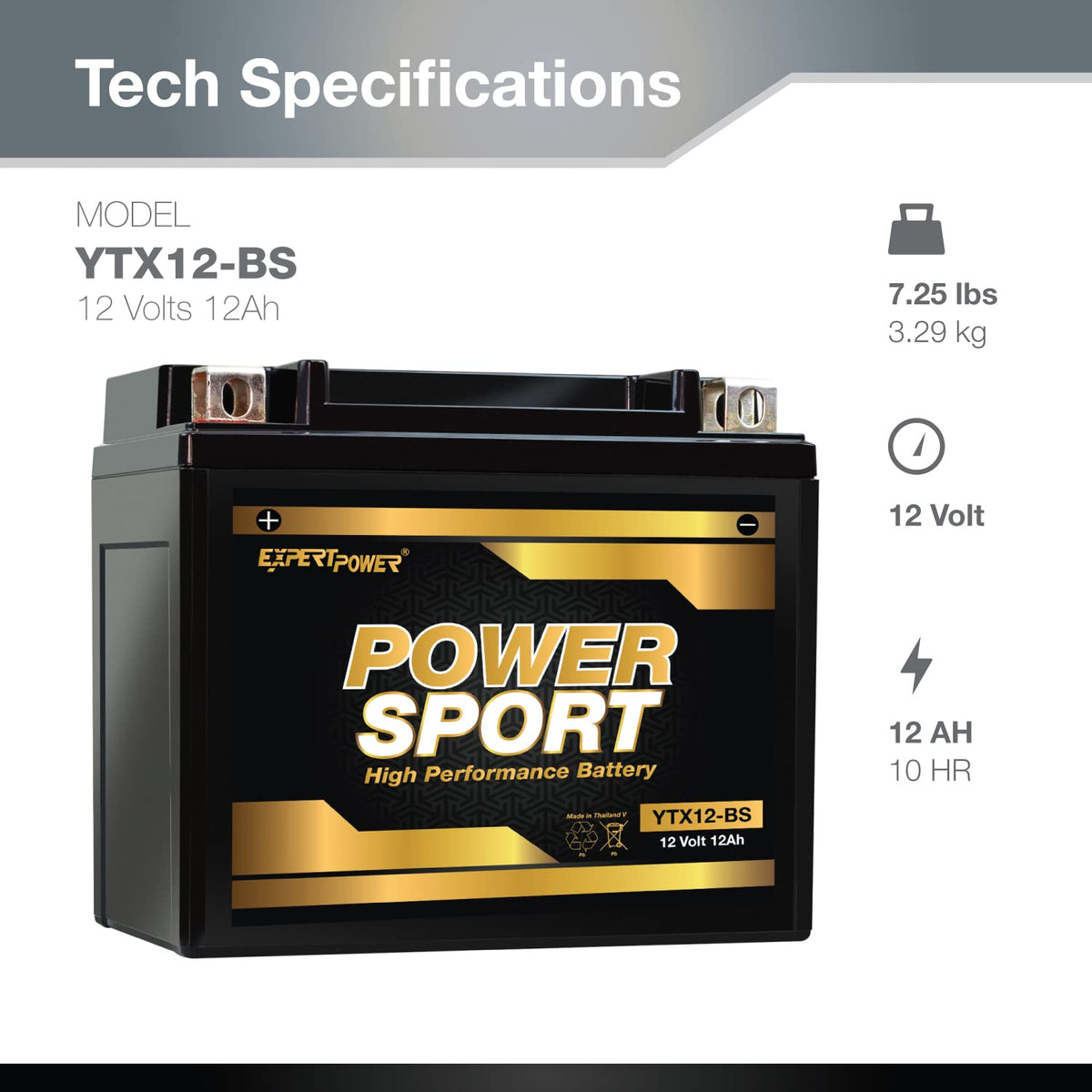 12V 12Ah 195 CCA Sealed AGM Motorcycle Battery S153