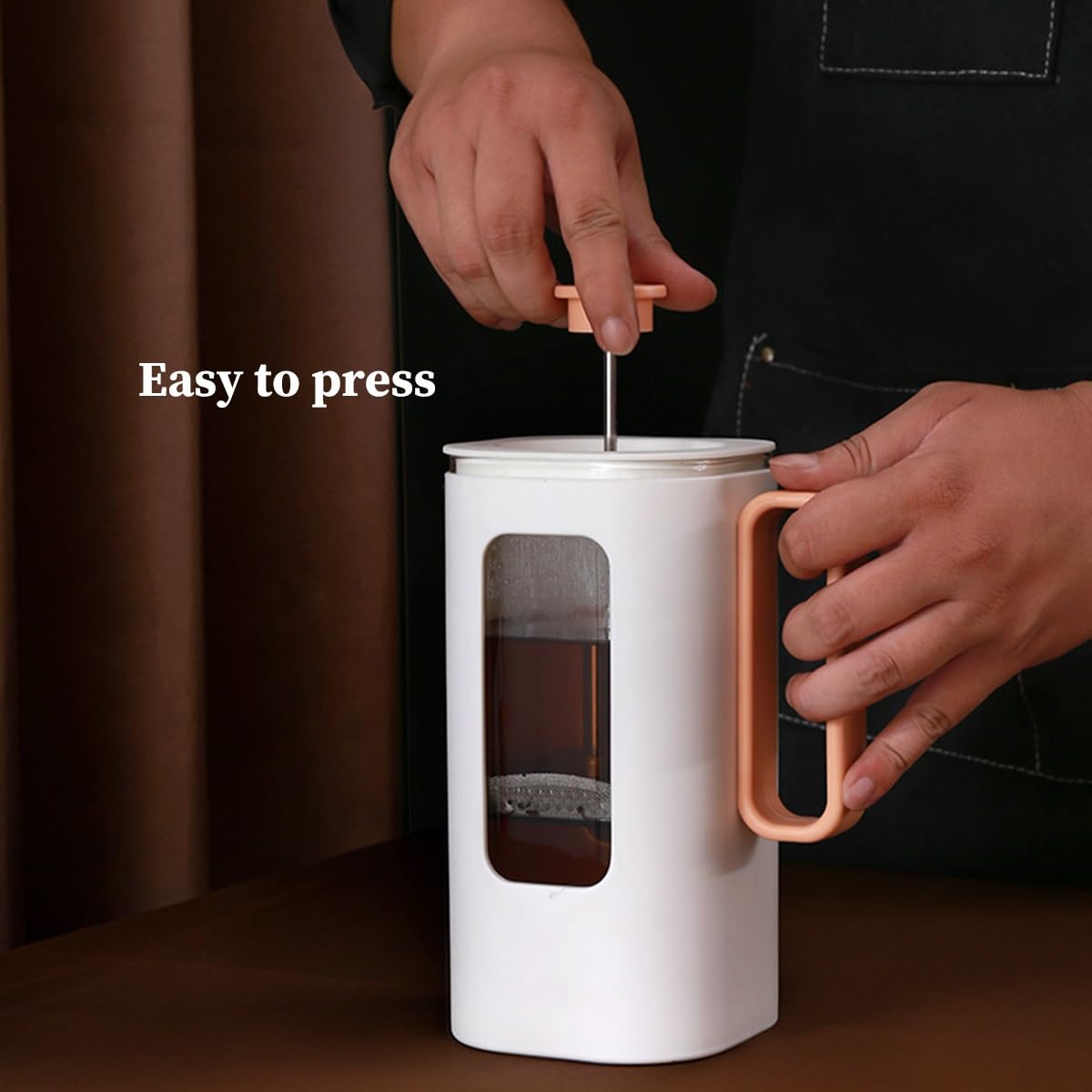 French Press Coffee Maker with Plastic Handle, Double Wall Insulation & Stainless Steel Filter N554