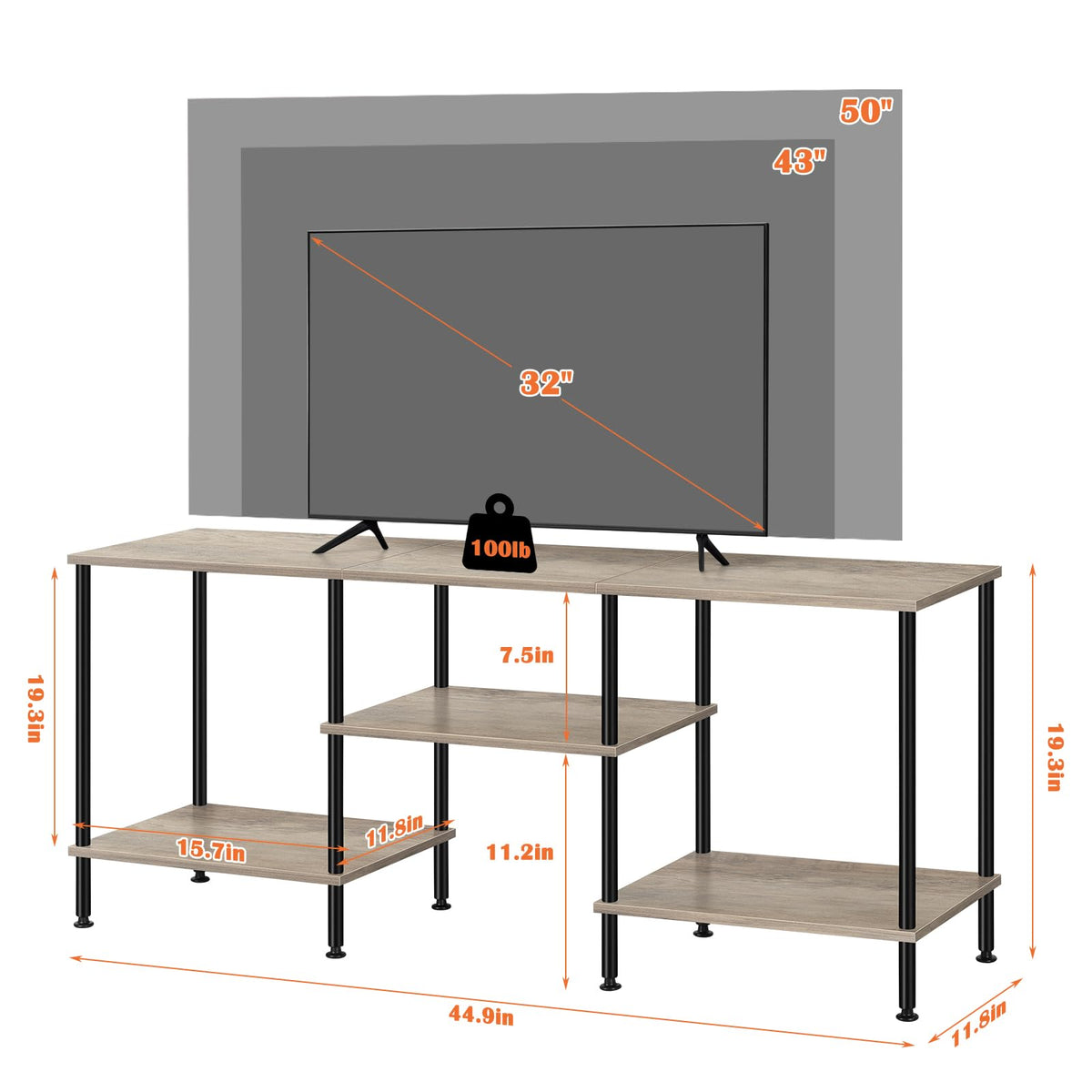 50 Inch Rustic Grey TV Stand O144698