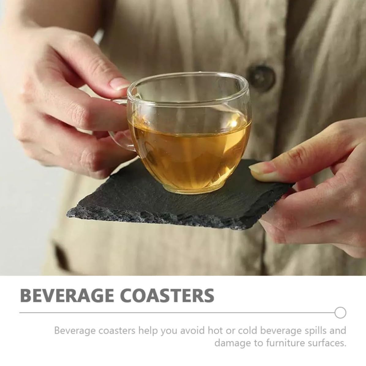 Natural Stone Cup Coaster Set with Non Slip Bottom M919745