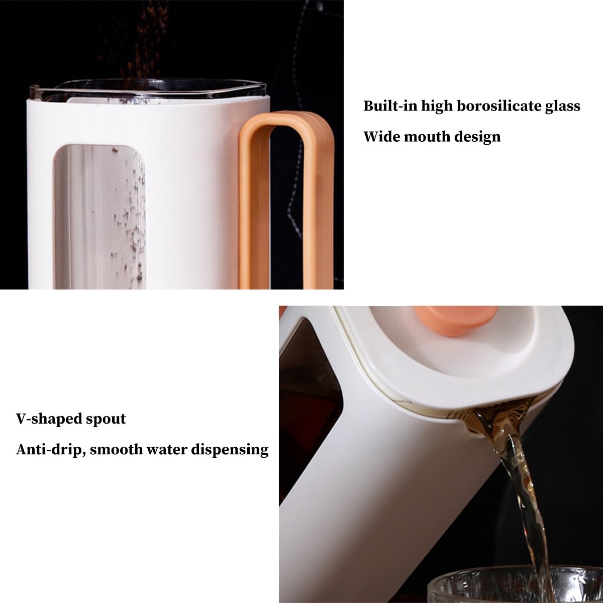 French Press Coffee Maker with Plastic Handle, Double Wall Insulation & Stainless Steel Filter N554