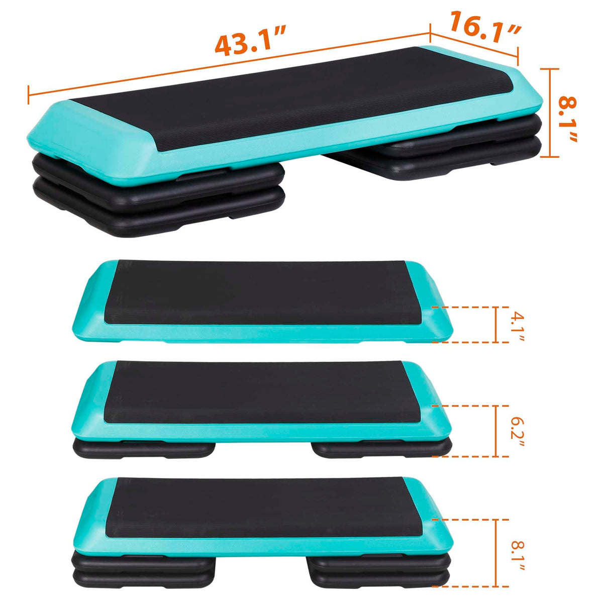 43" Adjustable Aerobic Stepper Bench with Risers W692624