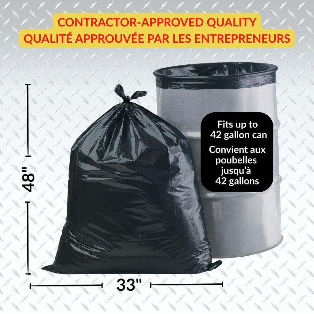 Heavy Duty 42-Gallon 3 Mil Black Garbage Bags 32 Counts C293215