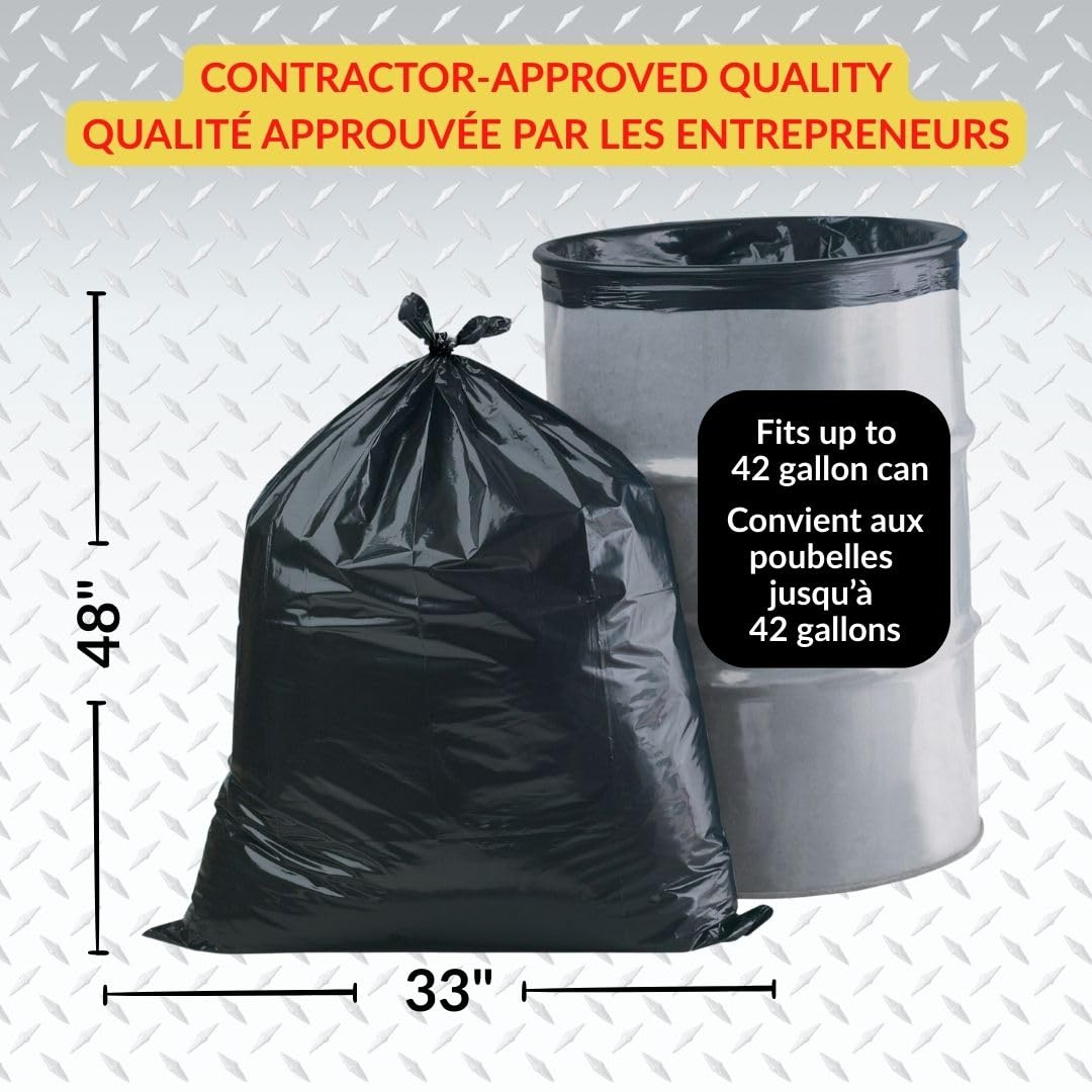 Heavy Duty 42-Gallon 3 Mil Black Garbage Bags 32 Counts C293215