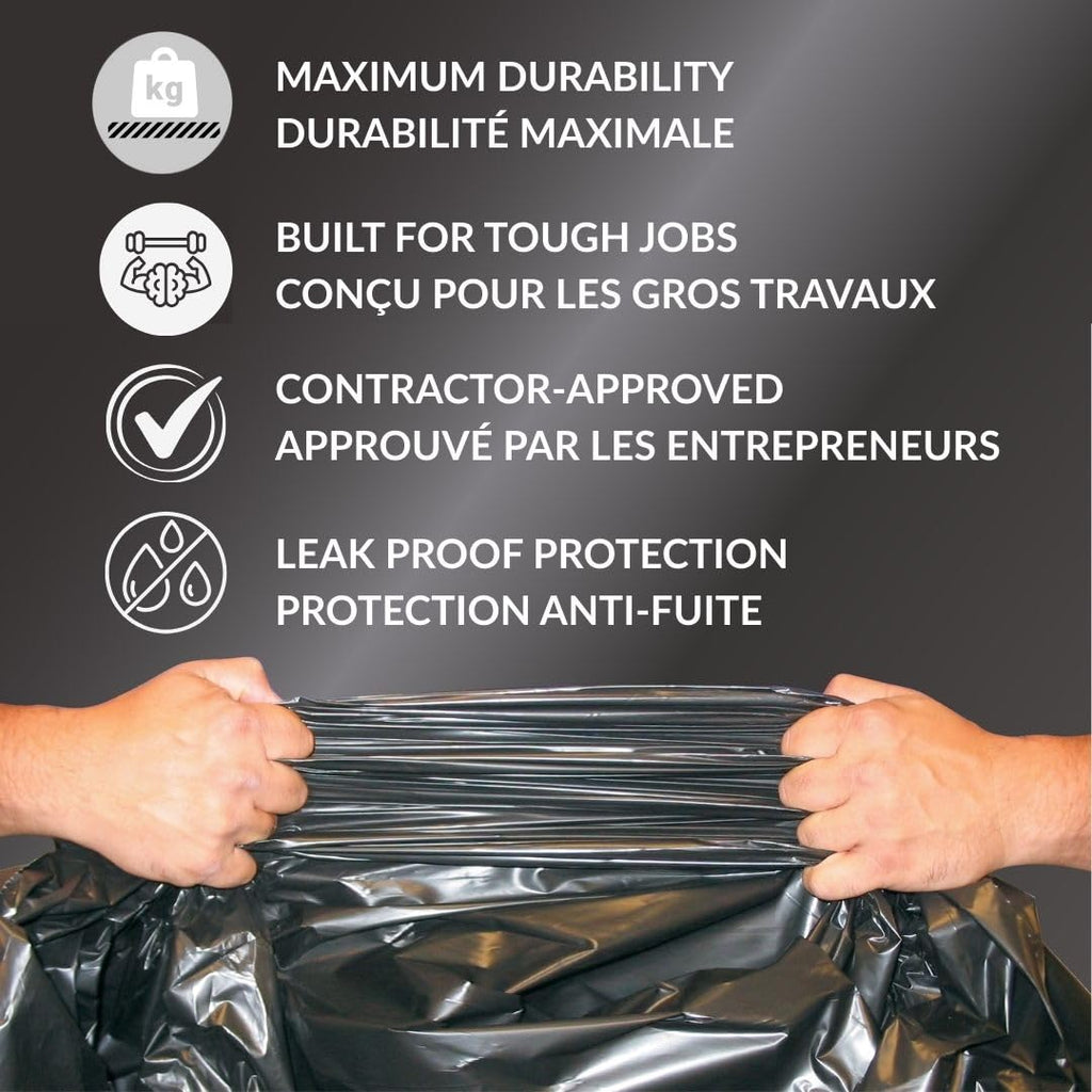 Heavy Duty 42-Gallon 3 Mil Black Garbage Bags 32 Counts C293215