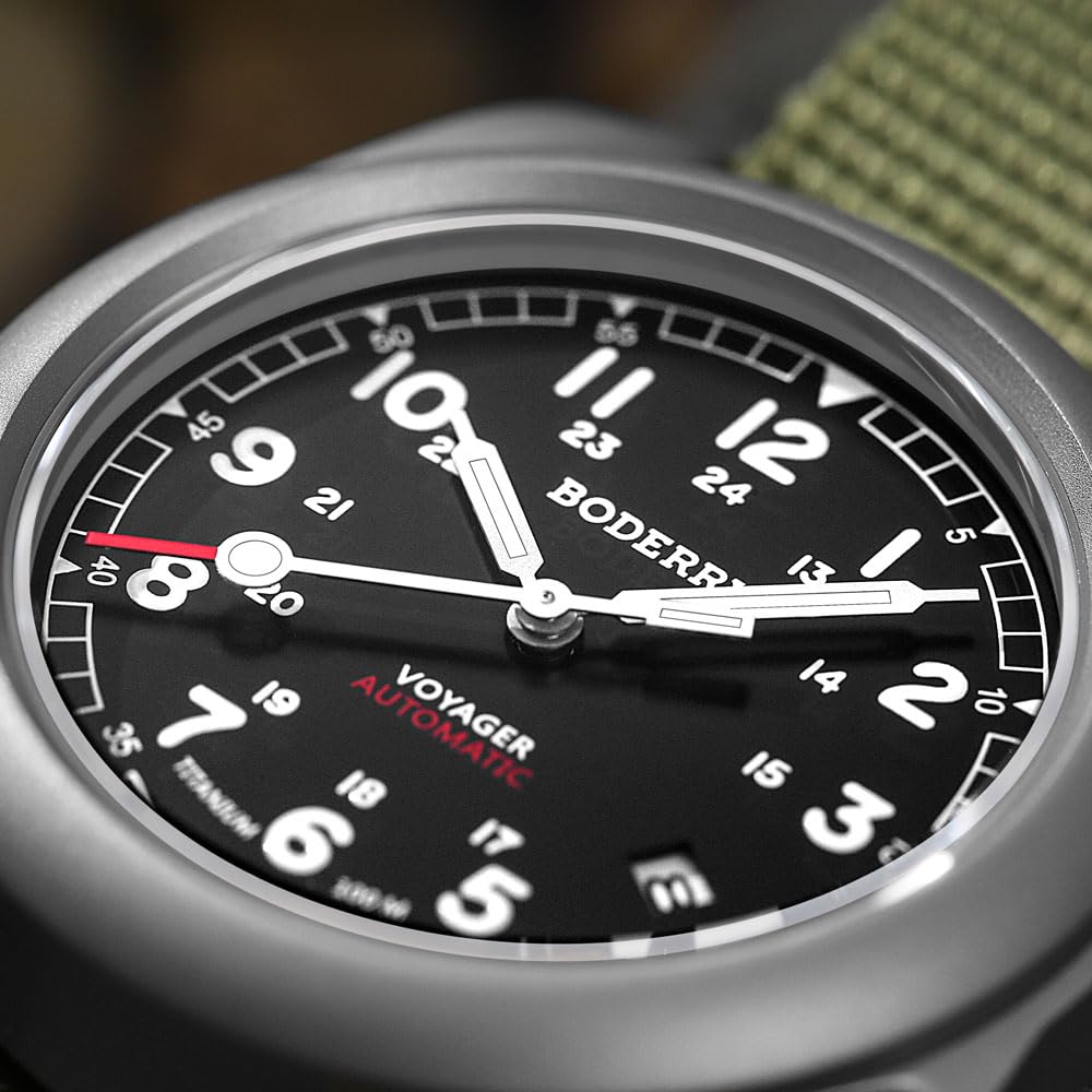 Titanium Automatic Field Watch 40mm Day Date 100M Waterproof Nylon Strap W686680