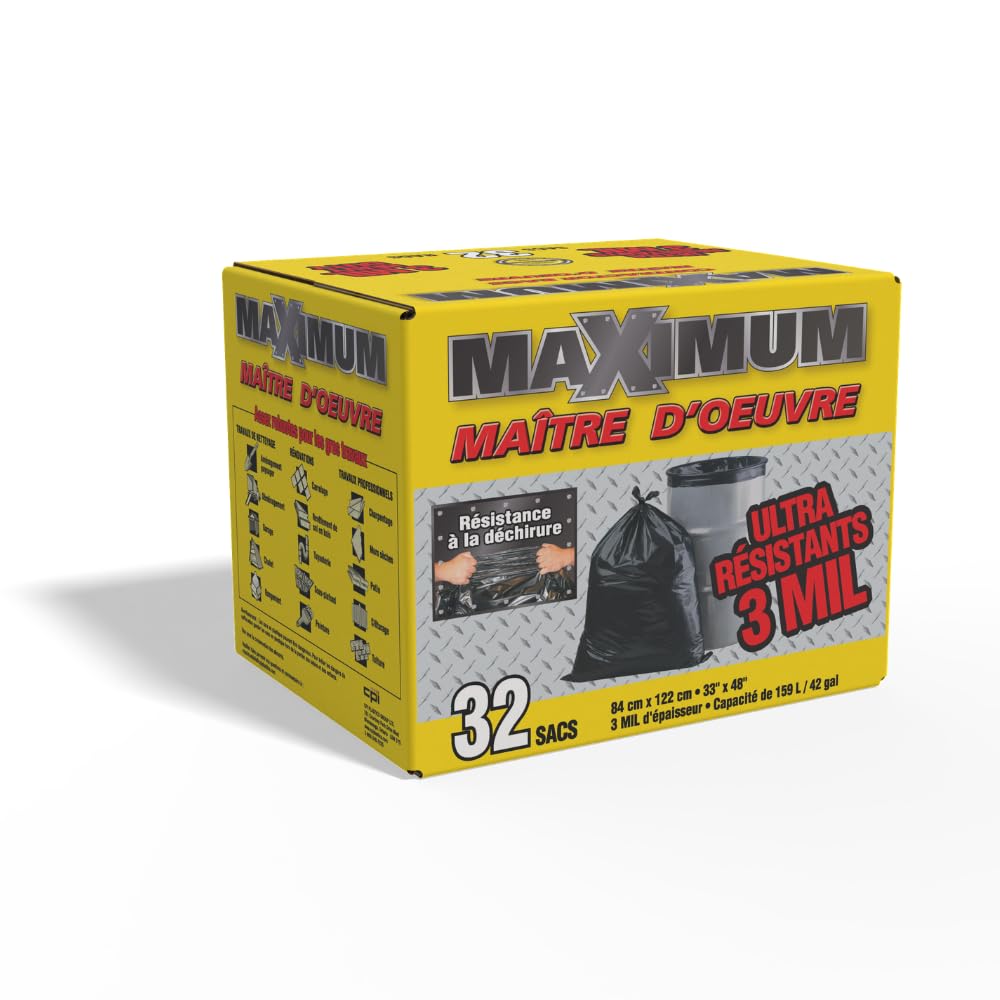 Heavy Duty 42-Gallon 3 Mil Black Garbage Bags 32 Counts C293215