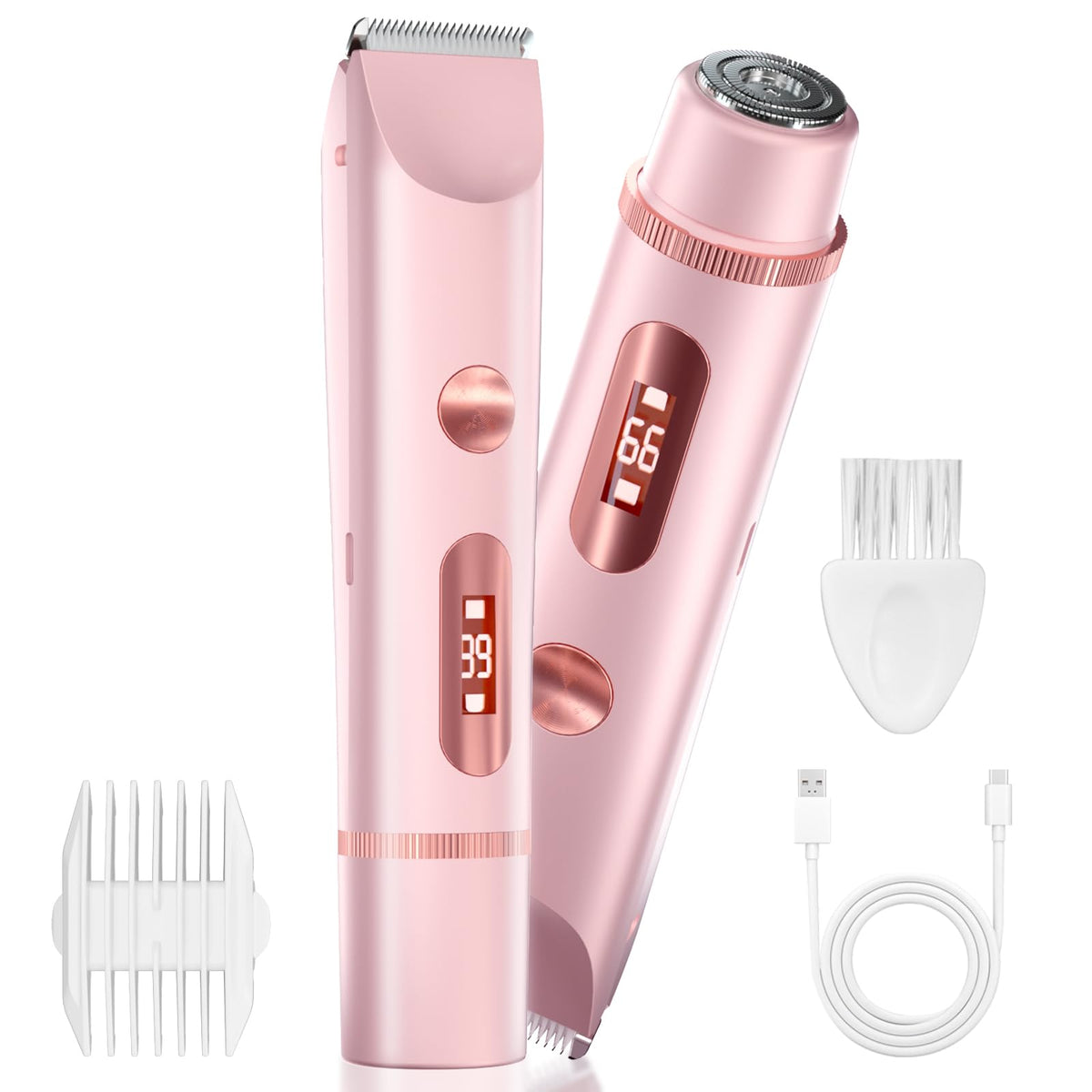 Dual-Head Electric Body Hair Trimmer IP67 Waterproof USB-C Rechargeable P6195