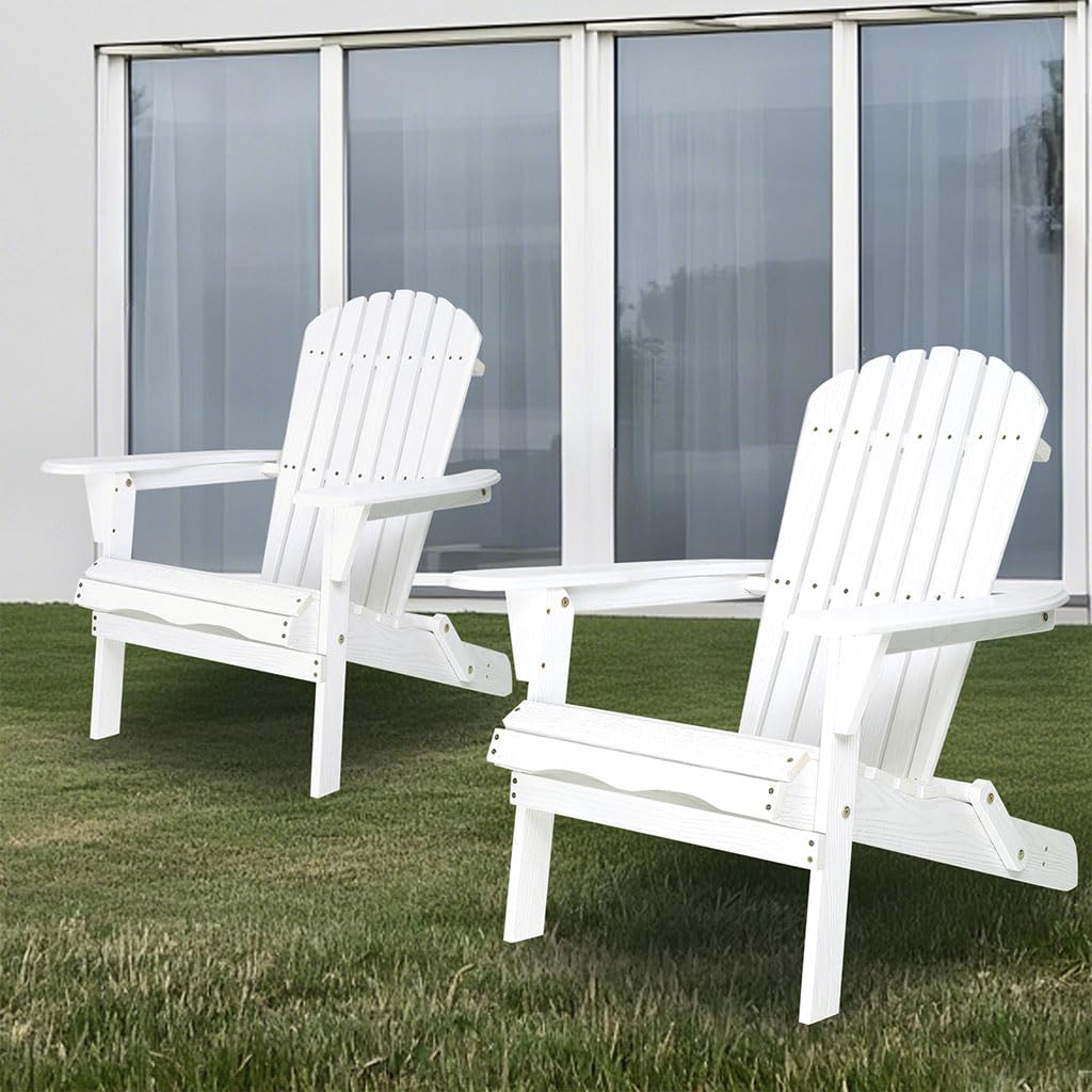 White Oversized Folding Adirondack Chair Set of 2 L2296