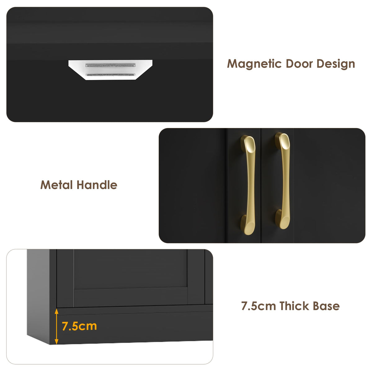 82.3" Triple Wide Bookshelf with 4 Doors, Black A367122