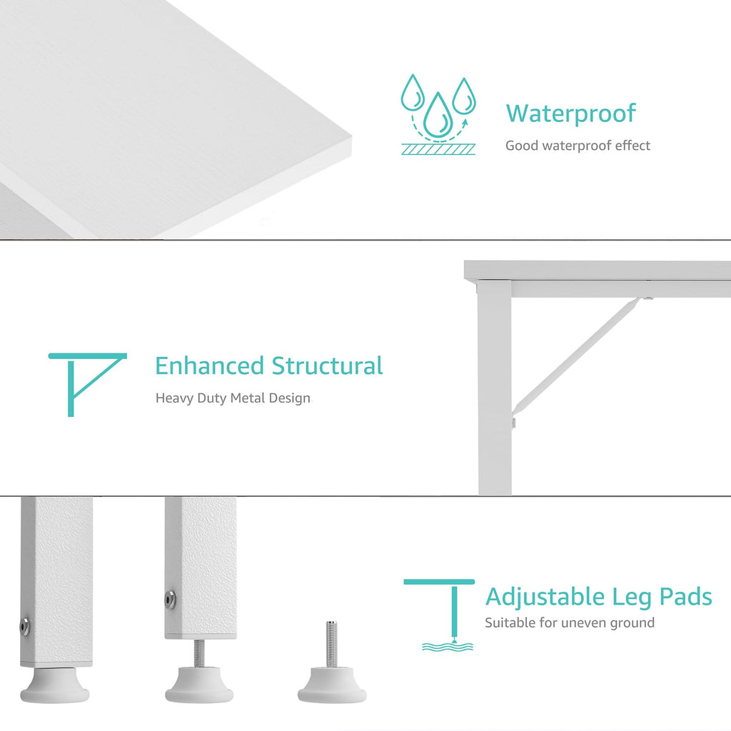 White 40 inch Computer Desk with Power Outlet and Storage Pocket X61234