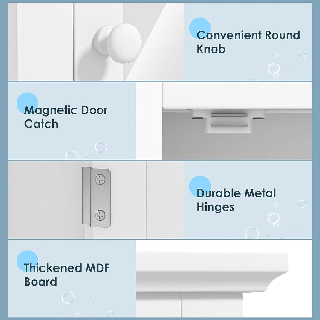 White Wall Mounted Medicine Cabinet with Mirror O59334