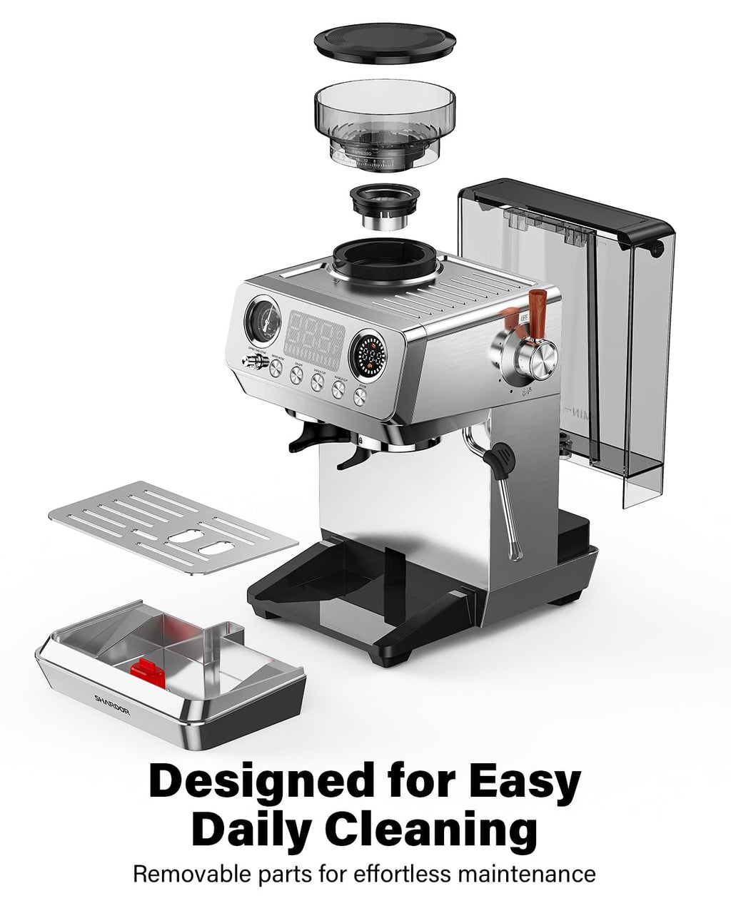 20 Bar Espresso Machine with Built-In Grinder L523881