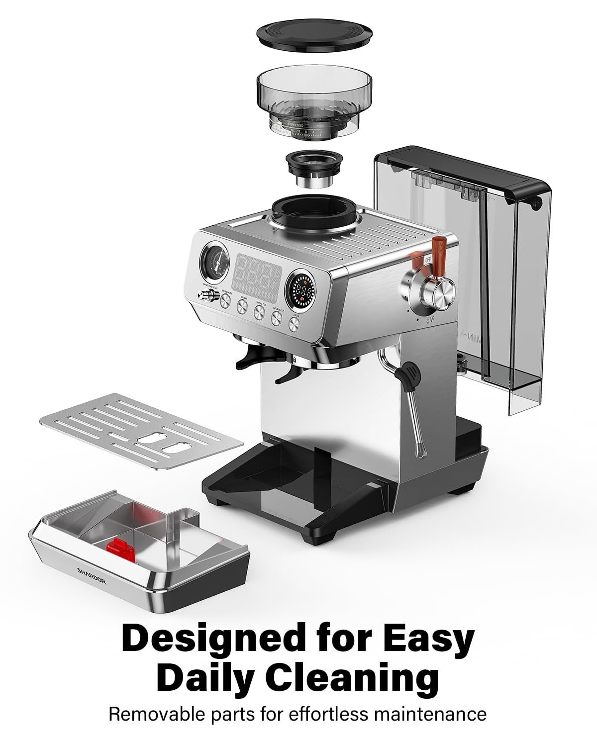 20 Bar Espresso Machine with Built-In Grinder L523881