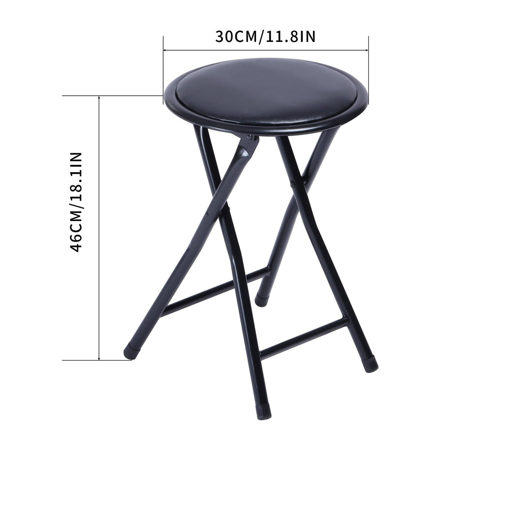 18-Inch Folding Stool with Padded Seat, Black (1 Pack) L161