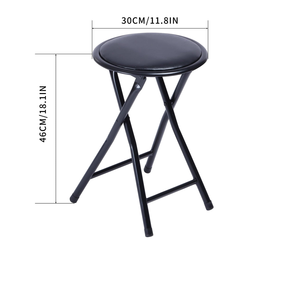 18-Inch Folding Stool with Padded Seat, Black (1 Pack) L161