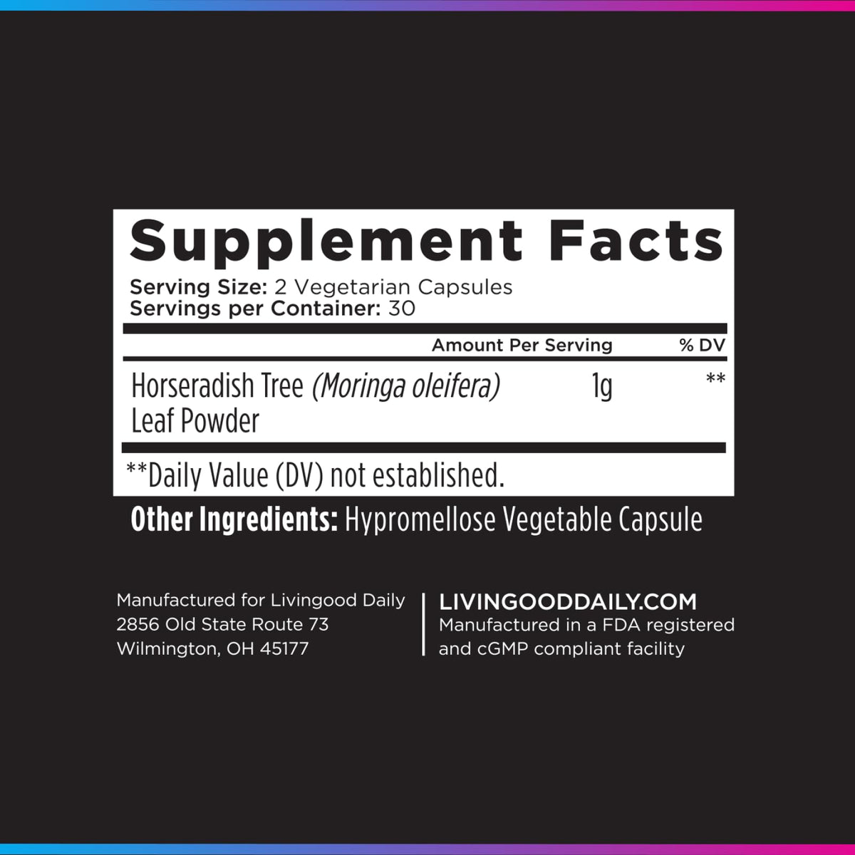 Moringa Capsules 1000mg 60 Capsules T903
