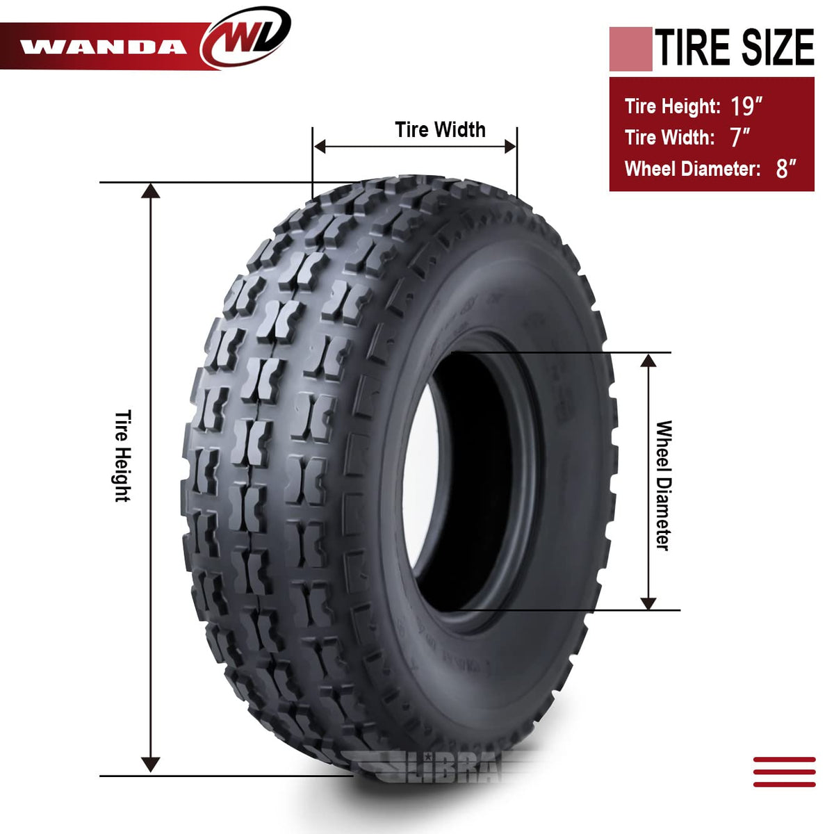 Set of 4 Sport ATV Tires 19x7-8 X4701