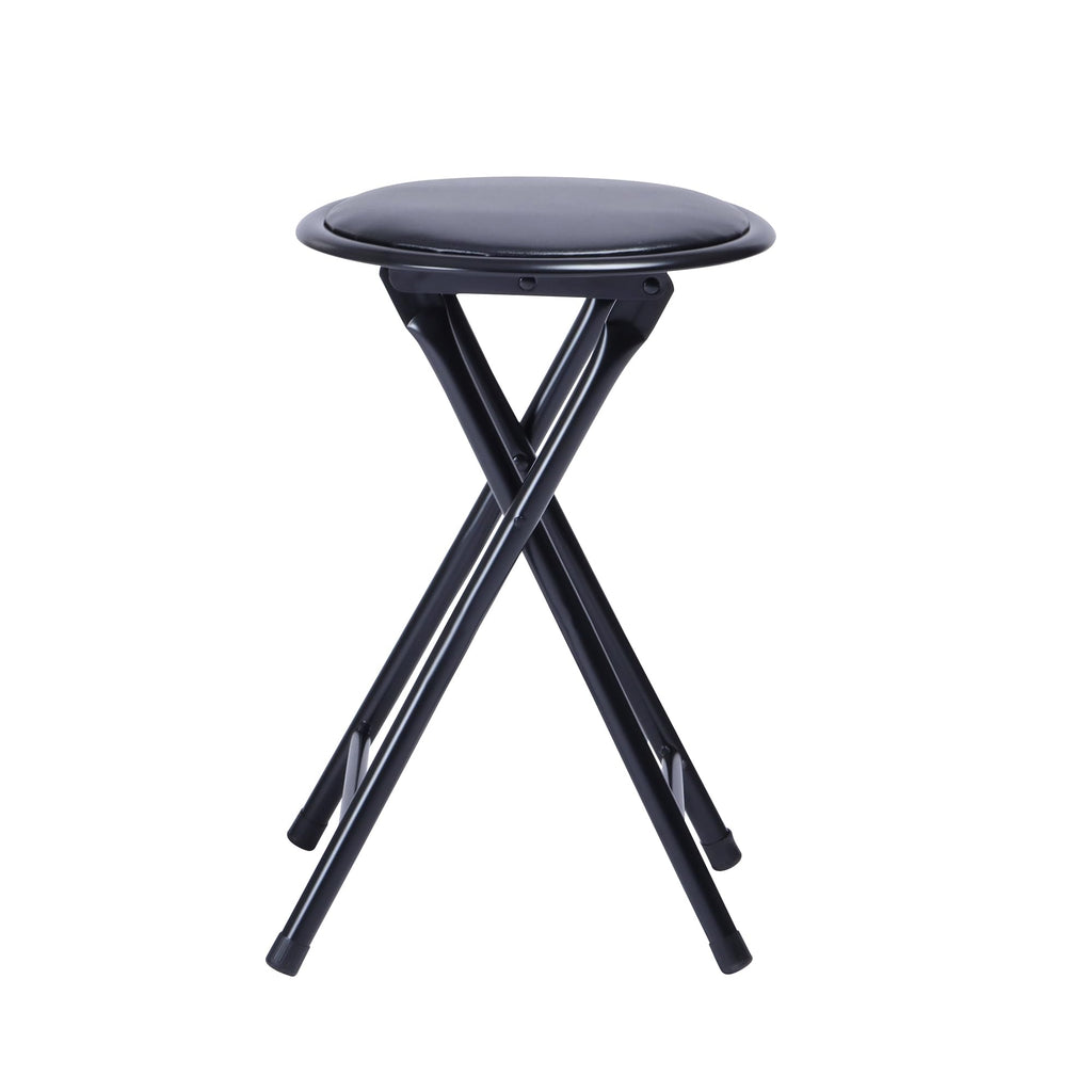 18-Inch Folding Stool with Padded Seat, Black (1 Pack) L161
