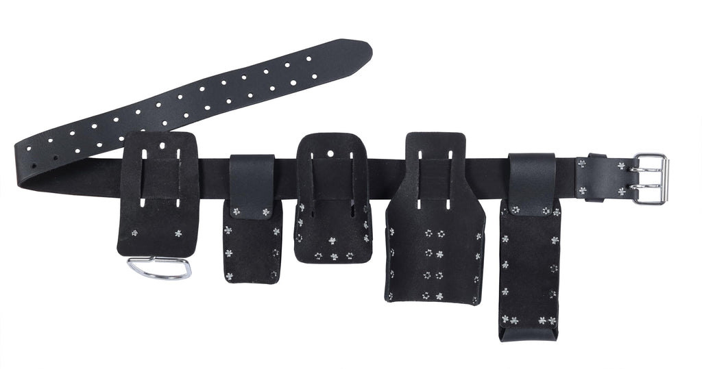 Black Leather 5-Piece Tool Belt Set N4663
