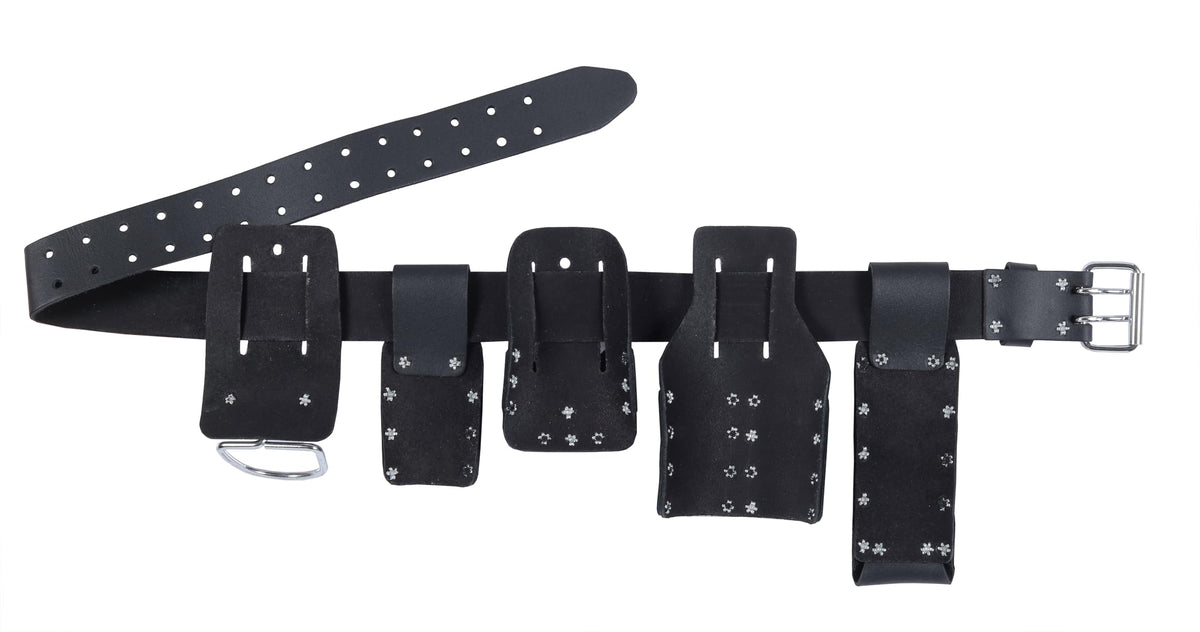 Black Leather 5-Piece Tool Belt Set N4663
