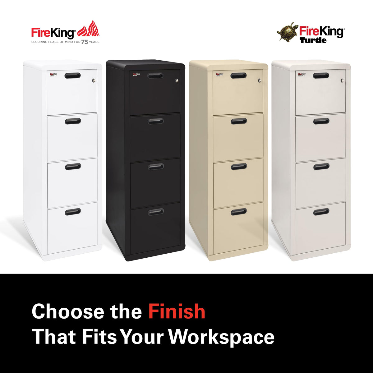 Black 4 Drawer Fire Rated File Cabinet S8093