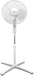 16-Inch Oscillating Stand Fan, 3-Speeds, Adjustable Height, White D1285