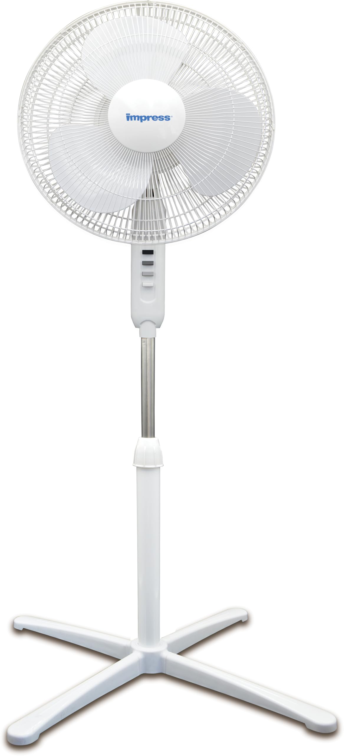 16-Inch Oscillating Stand Fan, 3-Speeds, Adjustable Height, White D1285