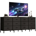 Black 12 Fabric Drawer Dresser with Charging Station G64444