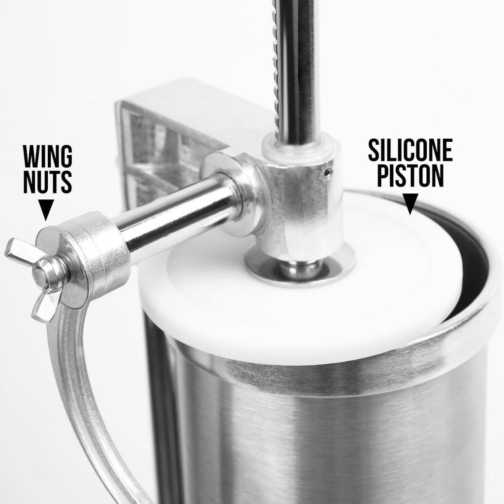 2.5 LBS Stainless Steel Sausage Stuffer with 4 Funnels K354435