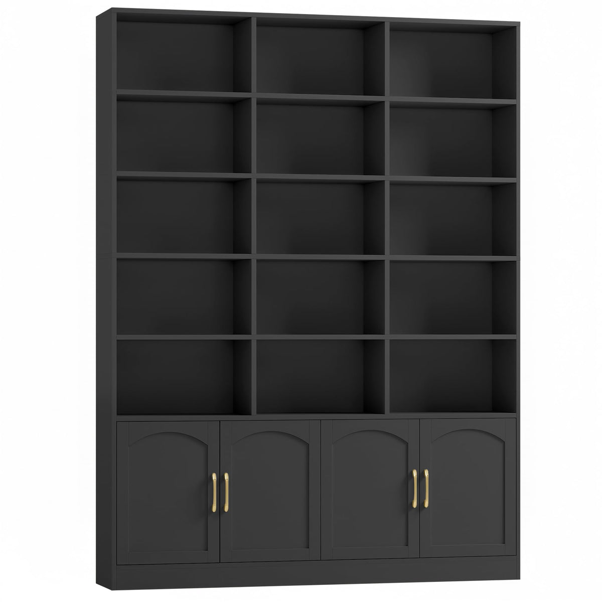 82.3" Triple Wide Bookshelf with 4 Doors, Black A367122