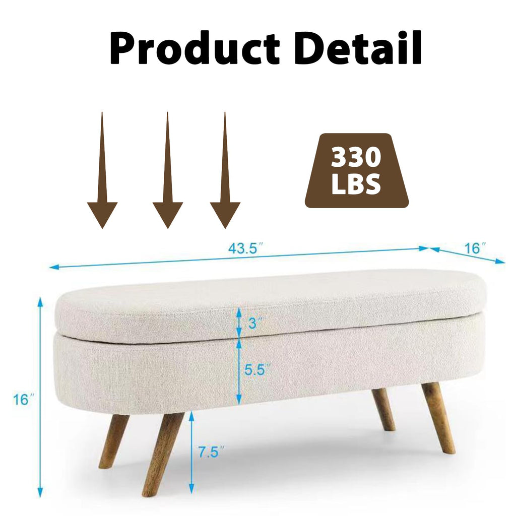 43.5” Upholstered Storage Ottoman Bench N4475