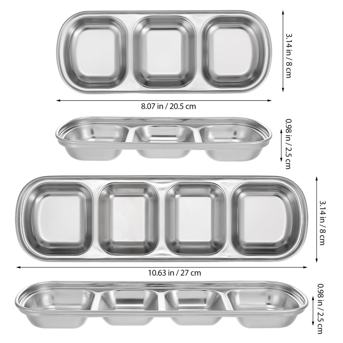 2pcs Stainless Steel Compartment Pet Food Bowls E62803
