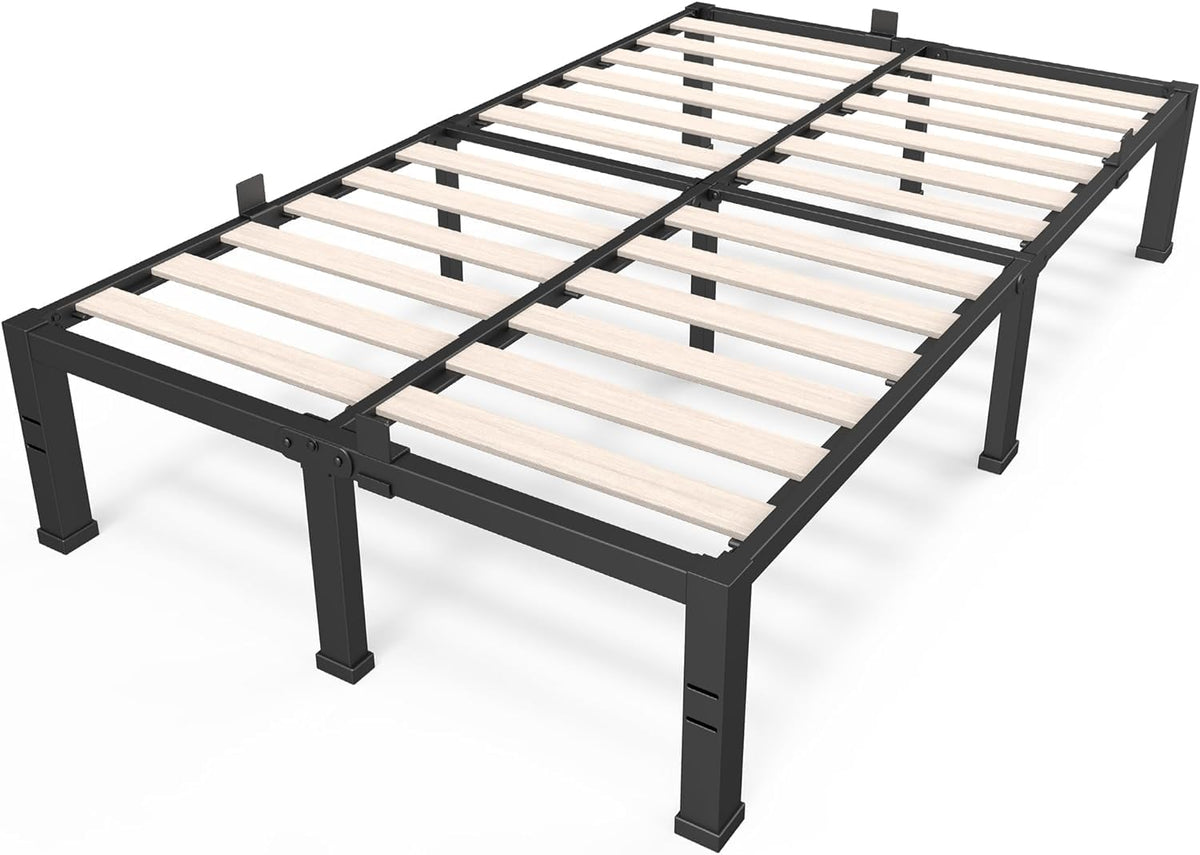 18 inch Queen Size Heavy Duty Platform Bed Frame with Wood Slats E45652
