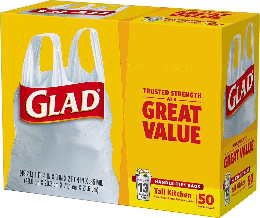 13 Gal. Tall Kitchen Handle-Tie Bags 50 ct Pack of 4 F4361